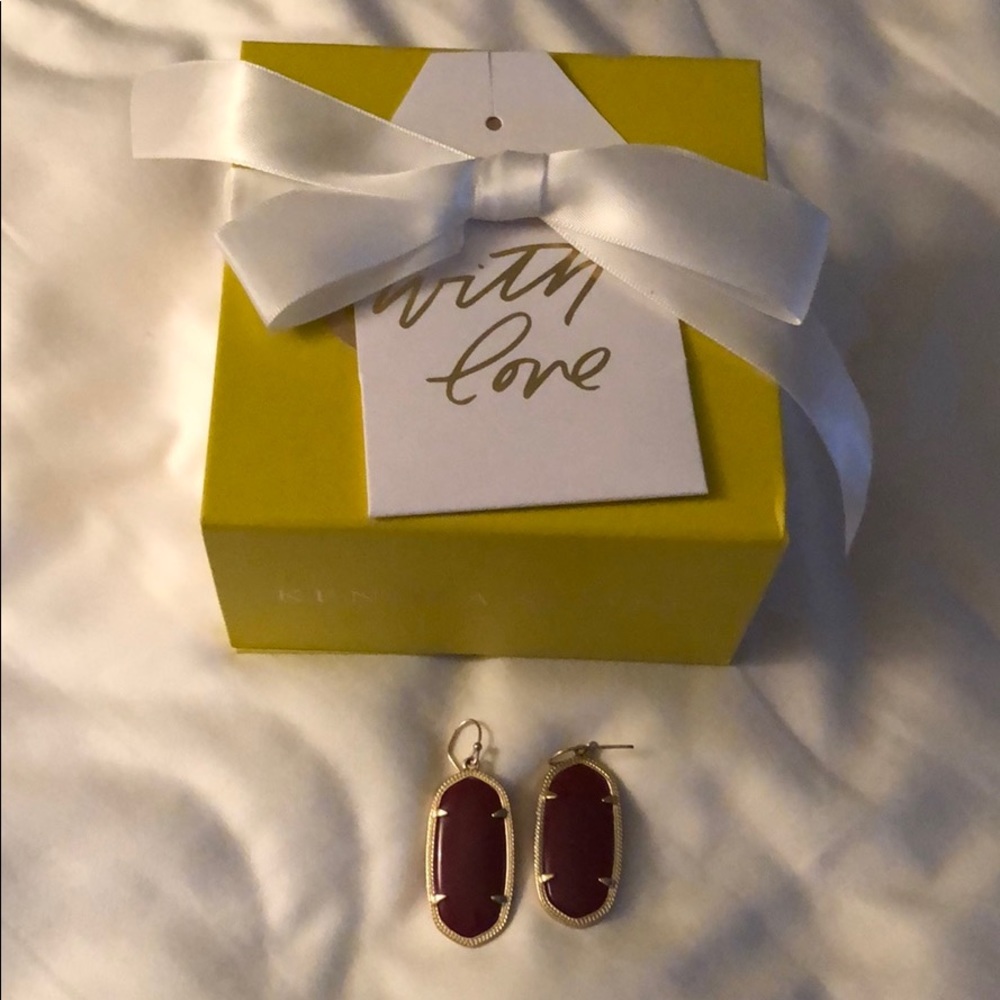 Kendra Scott burgundy and gold earrings. Like new.